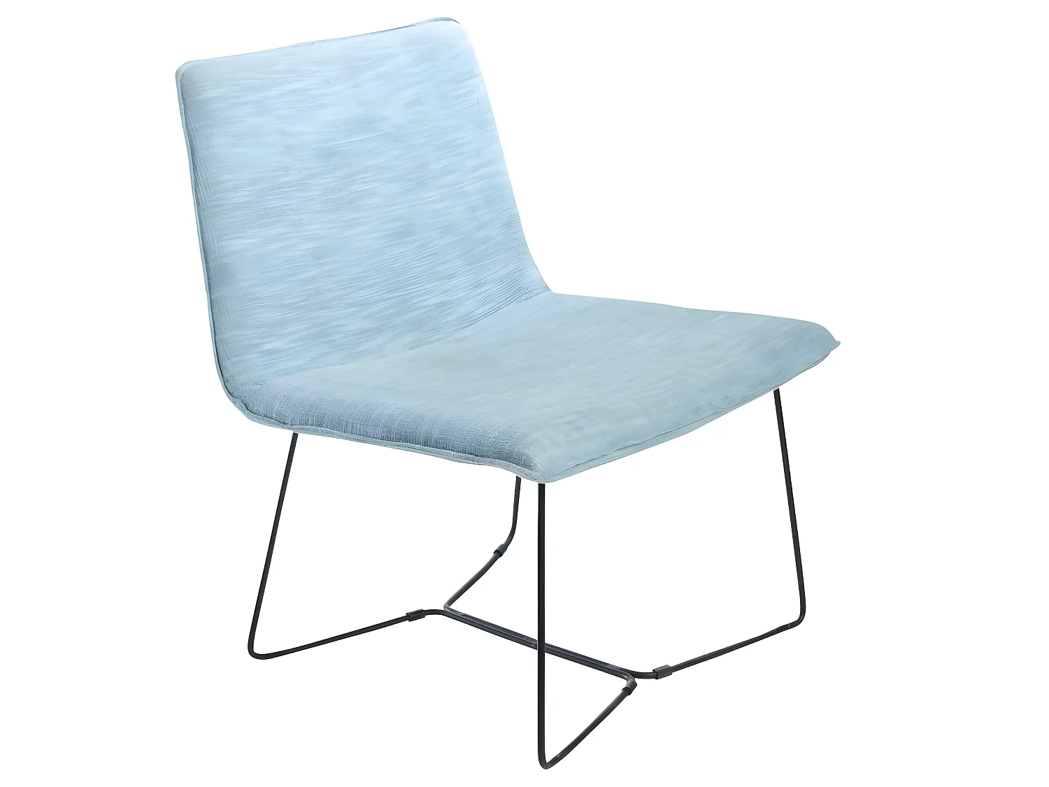 Fauteuil en tissu bleu et métal Isaure