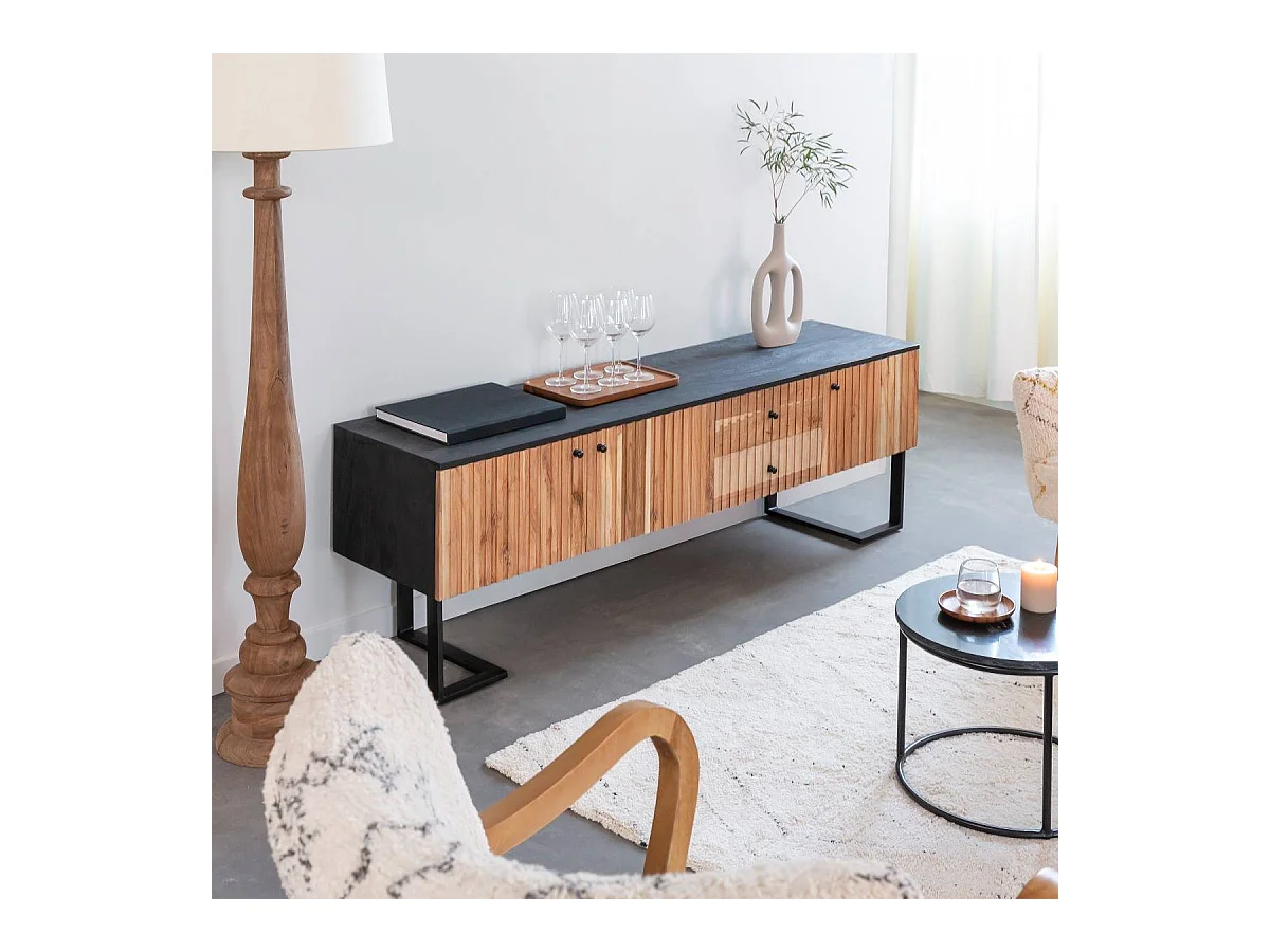 Meuble TV en bois d'acacia et métal Pippa
