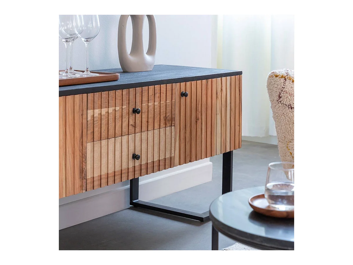 Meuble TV en bois d'acacia et métal Pippa