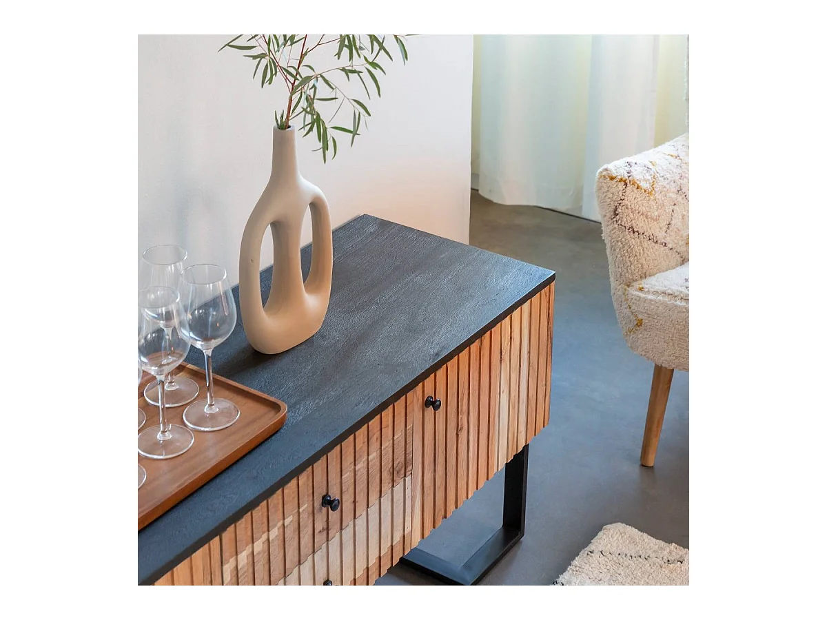 Meuble TV en bois d'acacia et métal Pippa