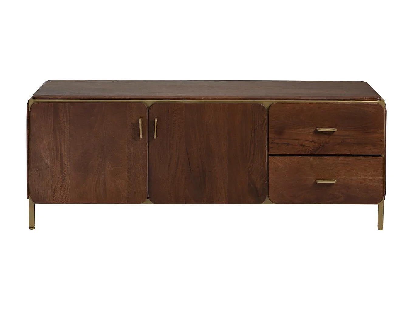 Mueble de TV de madera de mango Lisette con almacenamiento - Diseño elegante - INF7524
