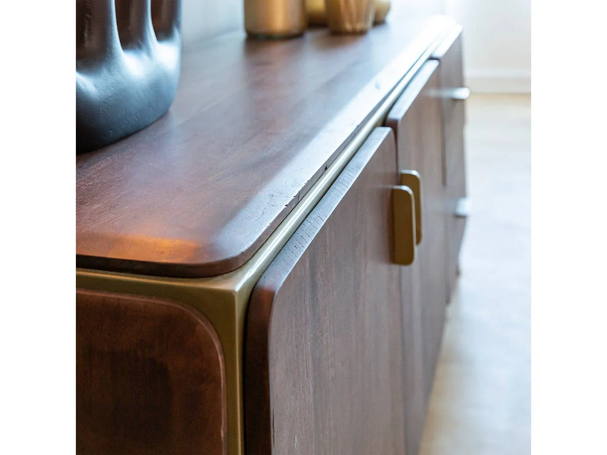 Mueble de TV de madera de mango Lisette con almacenamiento - Diseño elegante - INF7524