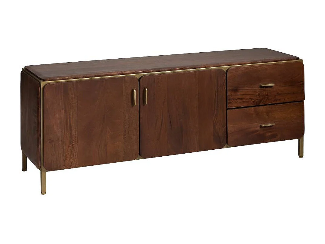 Mueble de TV de madera de mango Lisette con almacenamiento - Diseño elegante - INF7524