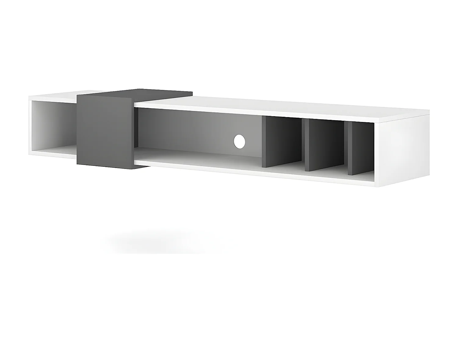 Meuble TV design suspendu SINA 150 cm. Coloris blanc et gris anthracite