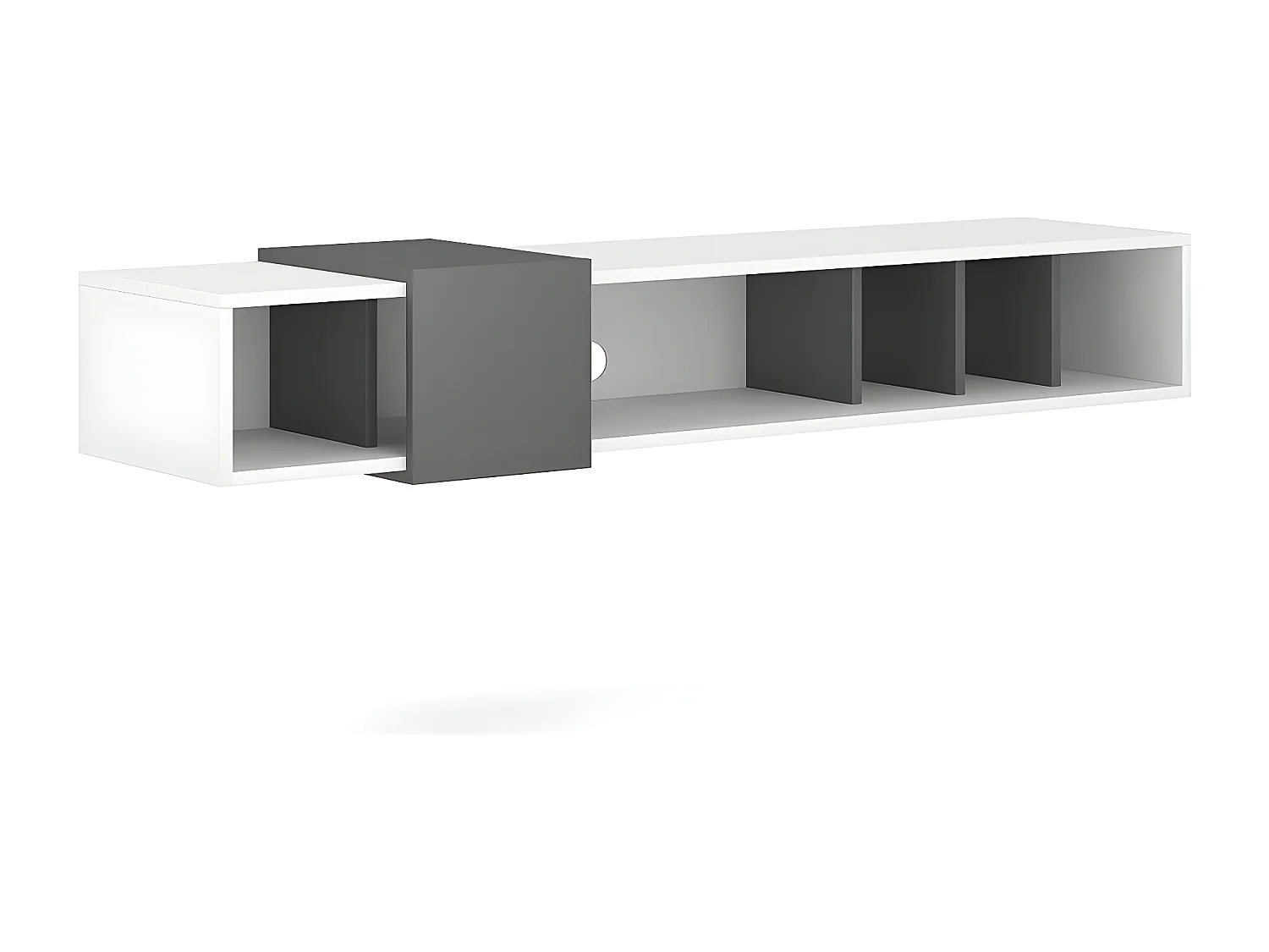 Meuble TV design suspendu SINA 150 cm. Coloris blanc et gris anthracite