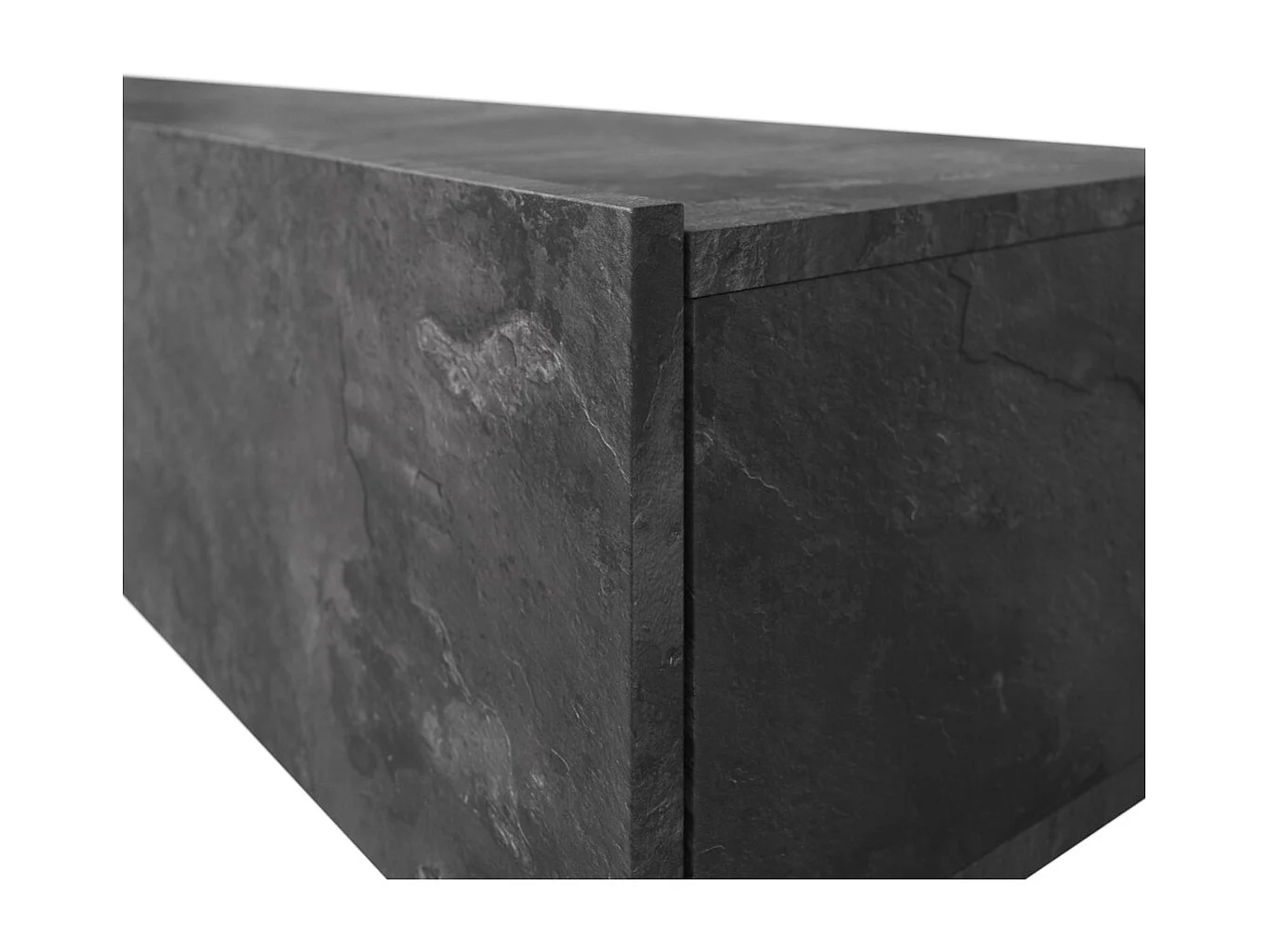 Meuble TV XL RAMOS 270 cm – Gris effet ardoise – 3 portes abattantes + 3 niches – À poser ou suspendre