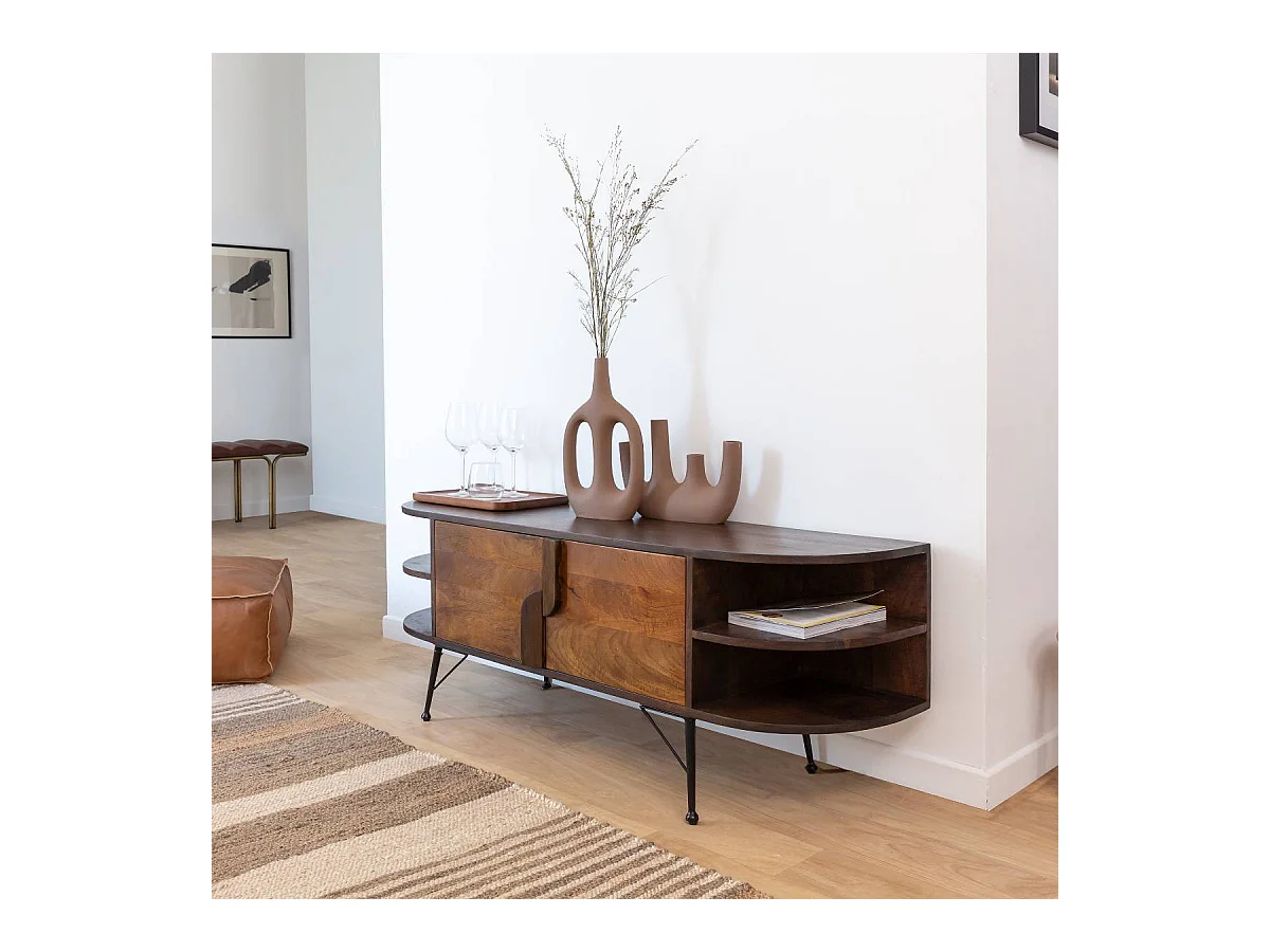 Meuble TV en bois d'acacia Juno