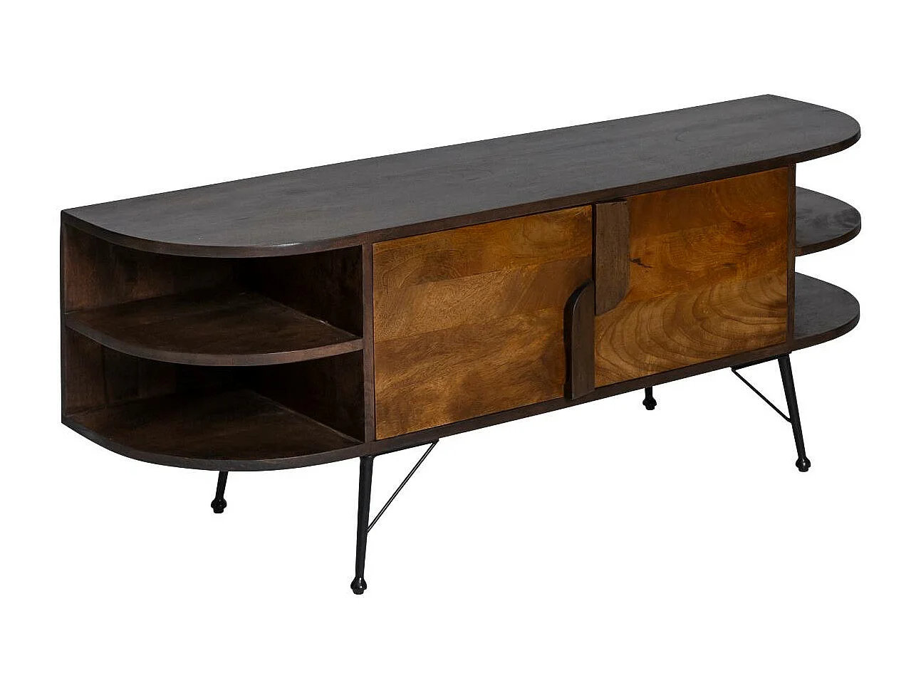 Mueble de TV de madera de acacia Juno con almacenamiento a la derecha