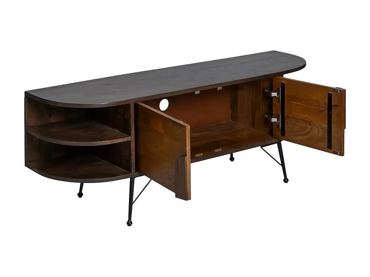 Mueble de TV de madera de acacia Juno con almacenamiento a la derecha