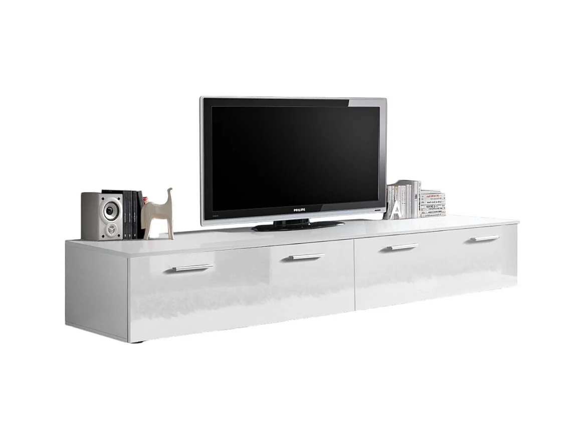 TV-meubel 200cm Collectie COMET. Kleur wit. 2 klapdeuren.