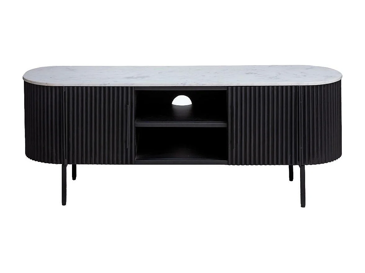 Mueble TV blanco Mona en metal y mármol