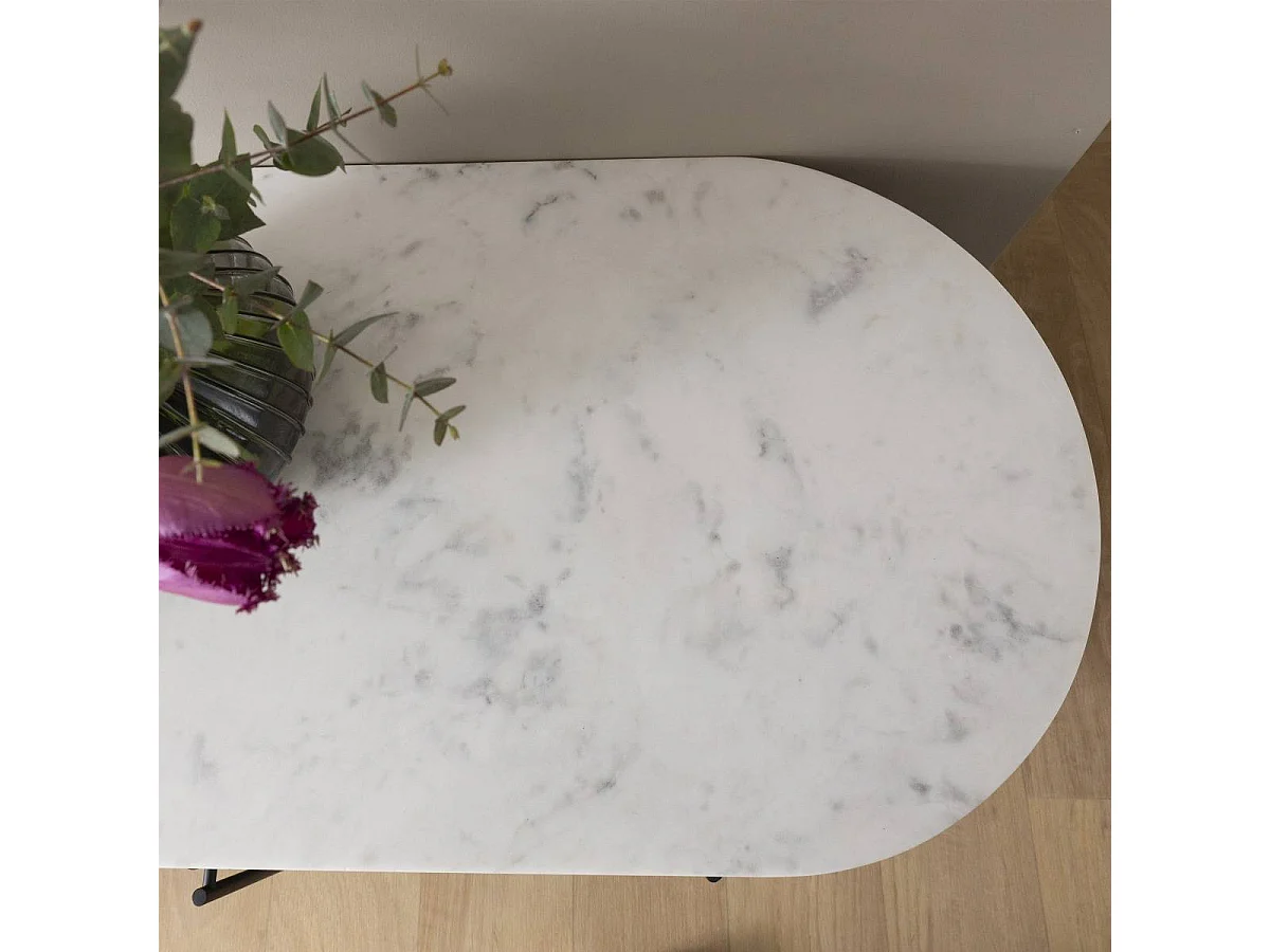 Mueble TV blanco Mona en metal y mármol