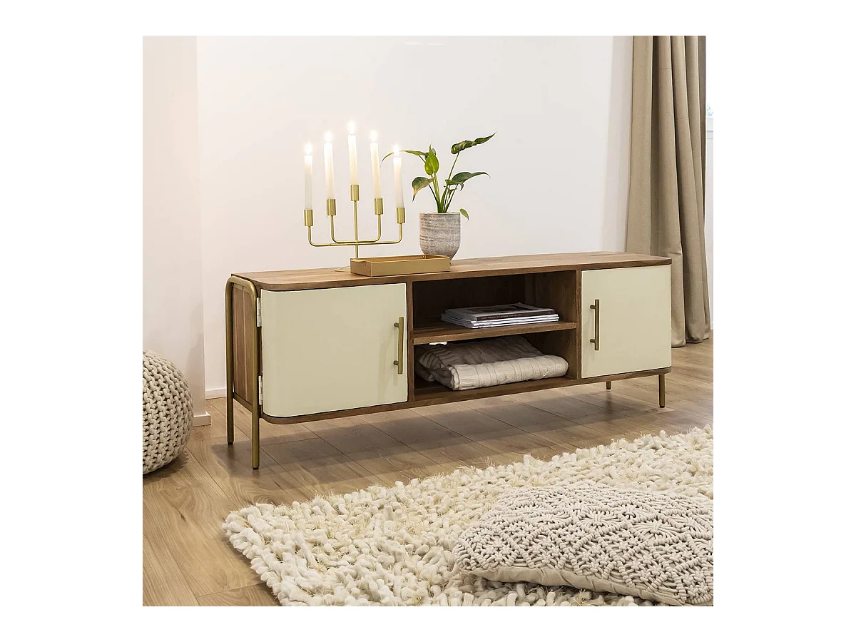 Meuble TV en bois d'acacia et métal Andrès