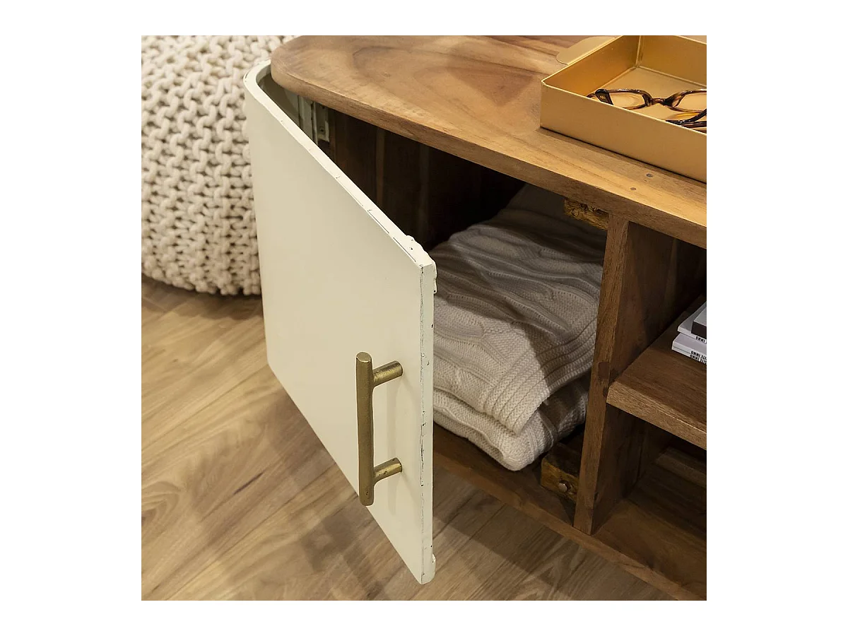 Meuble TV en bois d'acacia et métal Andrès