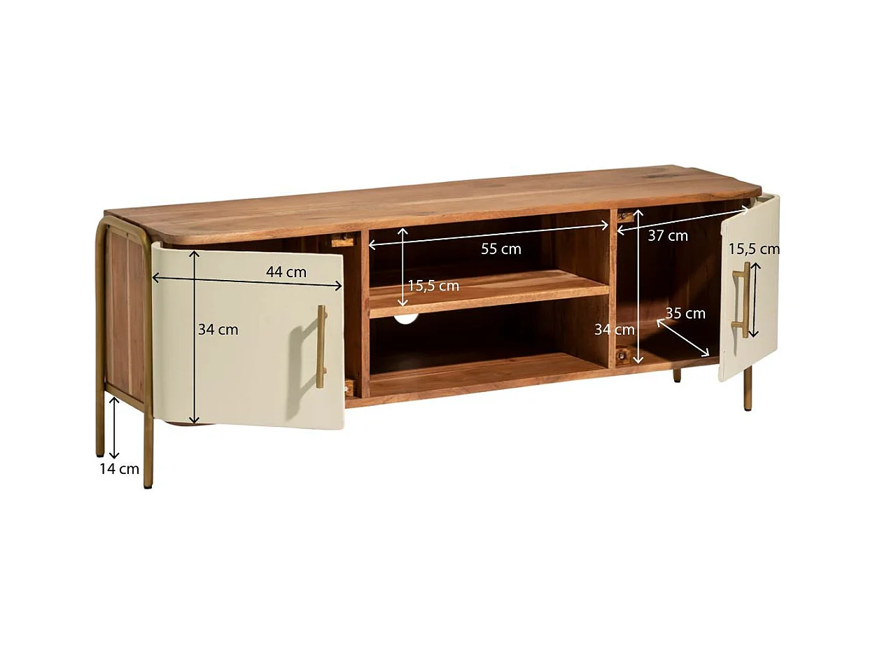 Meuble TV en bois d'acacia et métal Andrès