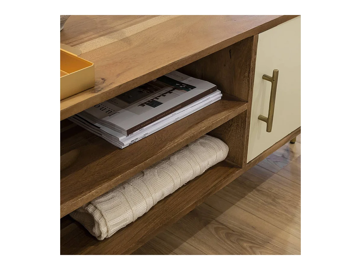 Meuble TV en bois d'acacia et métal Andrès