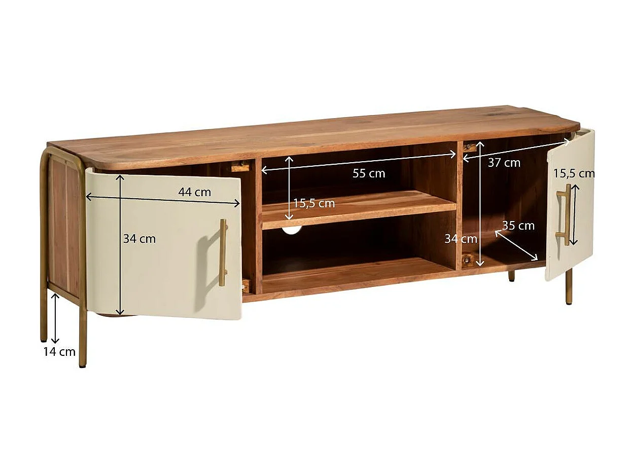 Meuble TV en bois d'acacia et métal Andrès