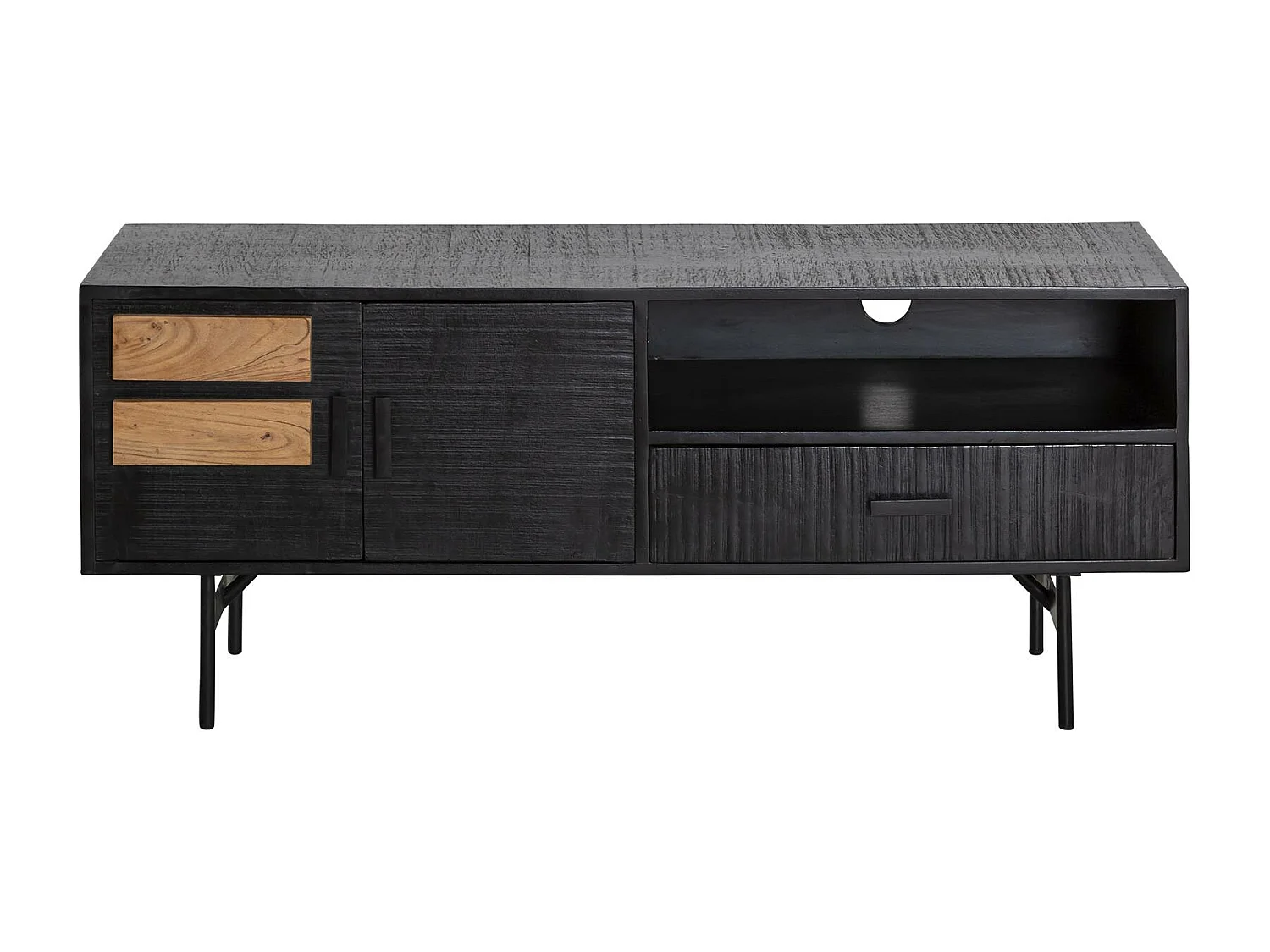 Mueble de TV de madera de acacia Lupin con almacenamiento - Estilo industrial