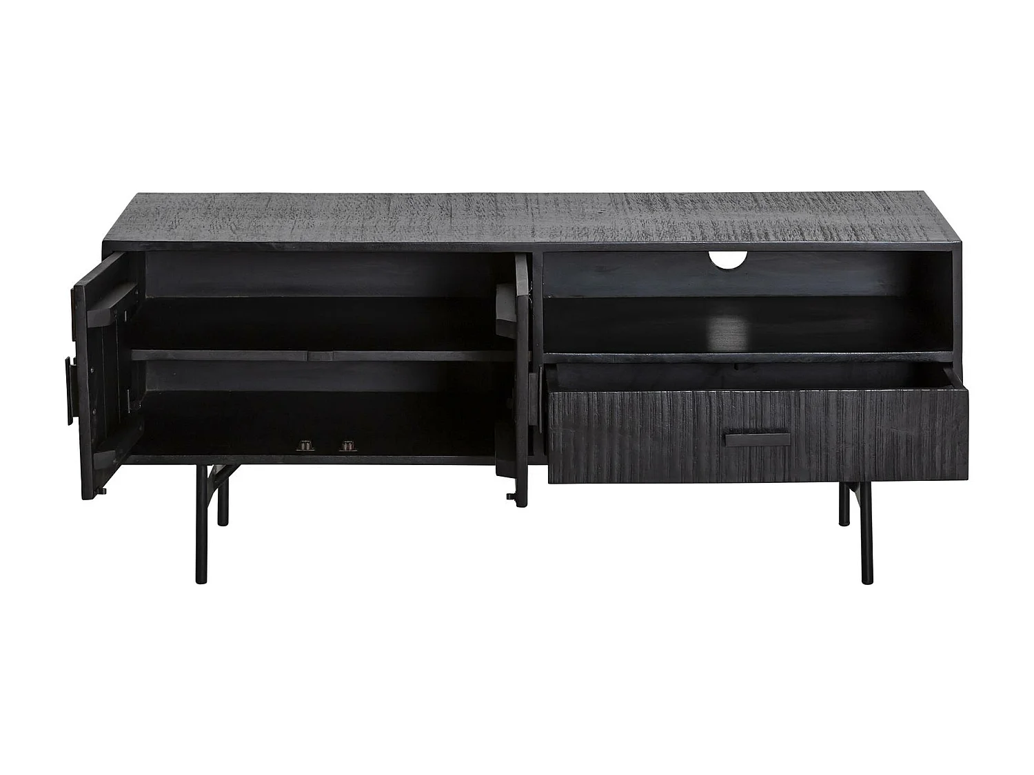 Mueble de TV de madera de acacia Lupin con almacenamiento - Estilo industrial