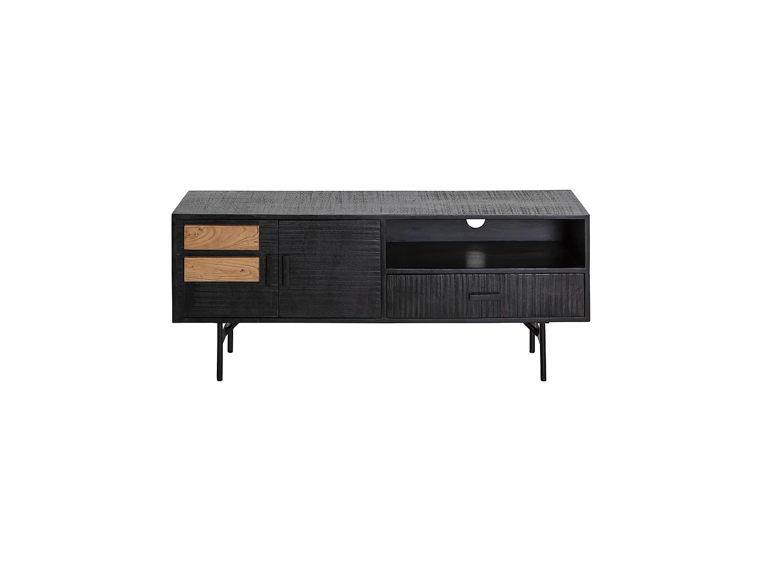 Mueble de TV de madera de acacia Lupin con almacenamiento - Estilo industrial