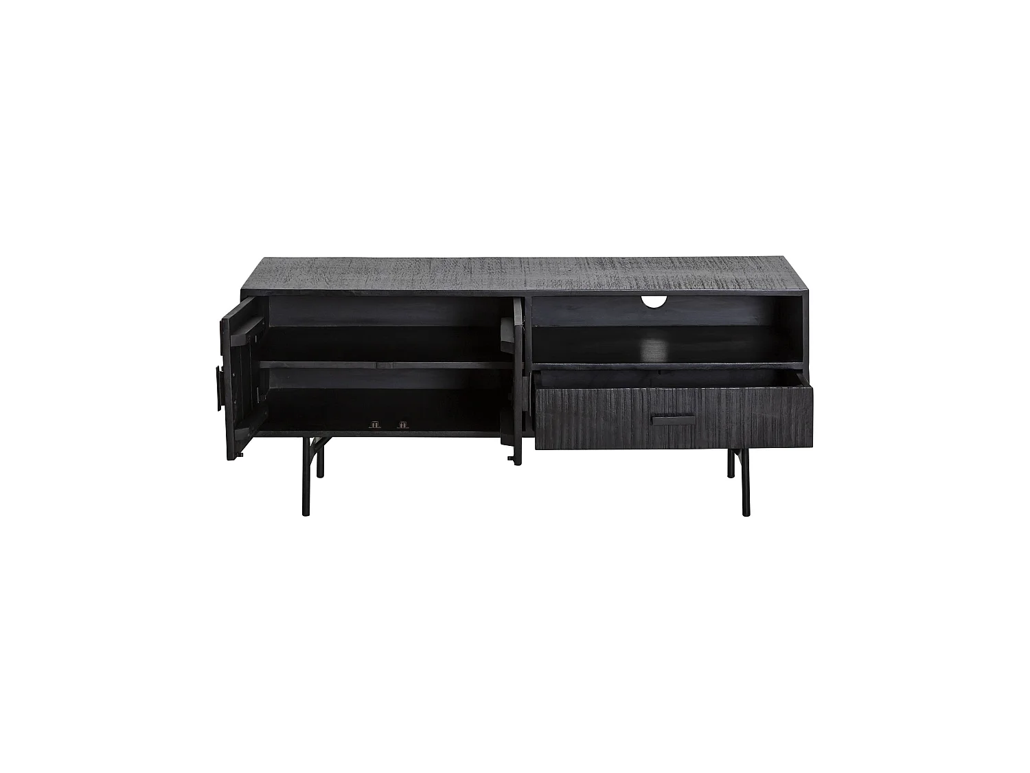 Mueble de TV de madera de acacia Lupin con almacenamiento - Estilo industrial