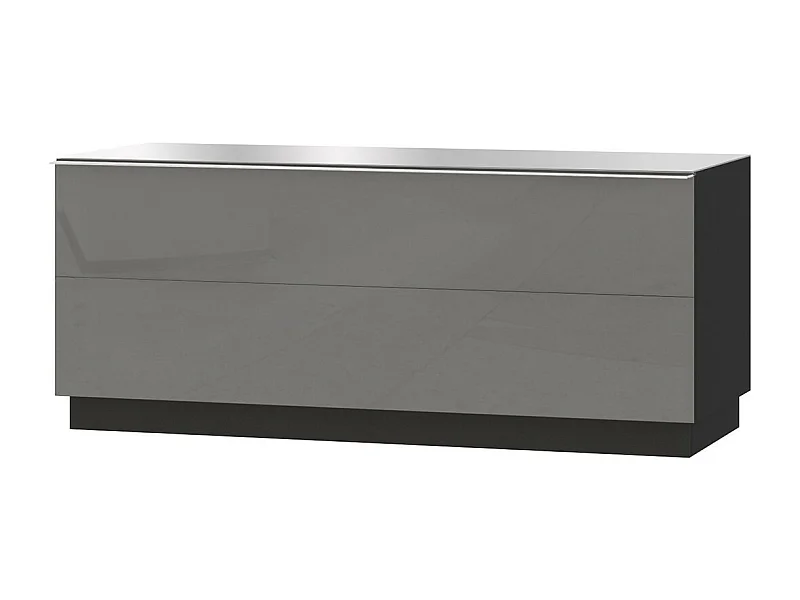 Meuble TV 120cm collection ZANTE avec 1porte. Couleur noir et gris brillant.