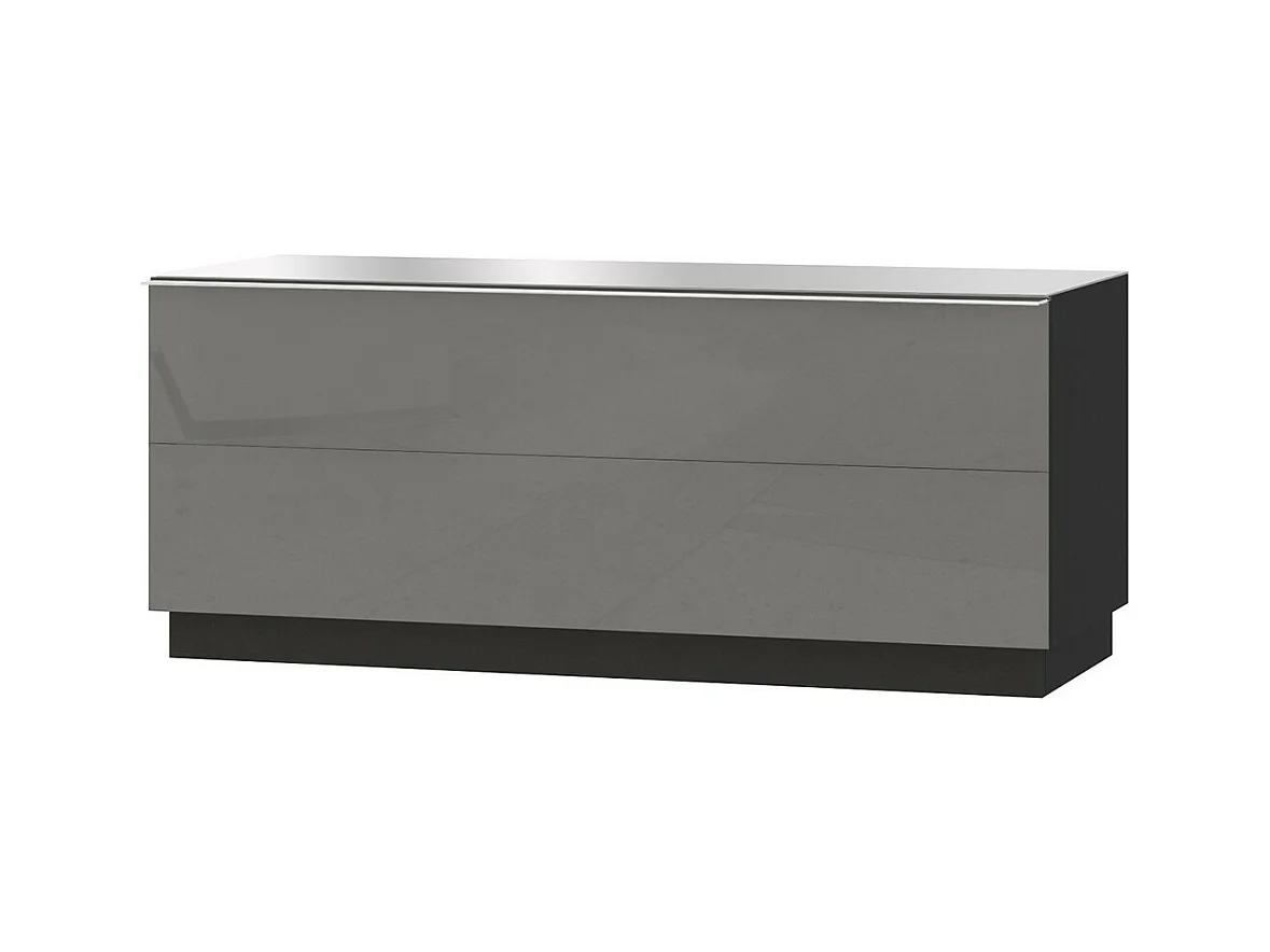 TV-meubel 120cm uit de collectie ZANTE met 1 deur. Kleur zwart en glanzend grijs.