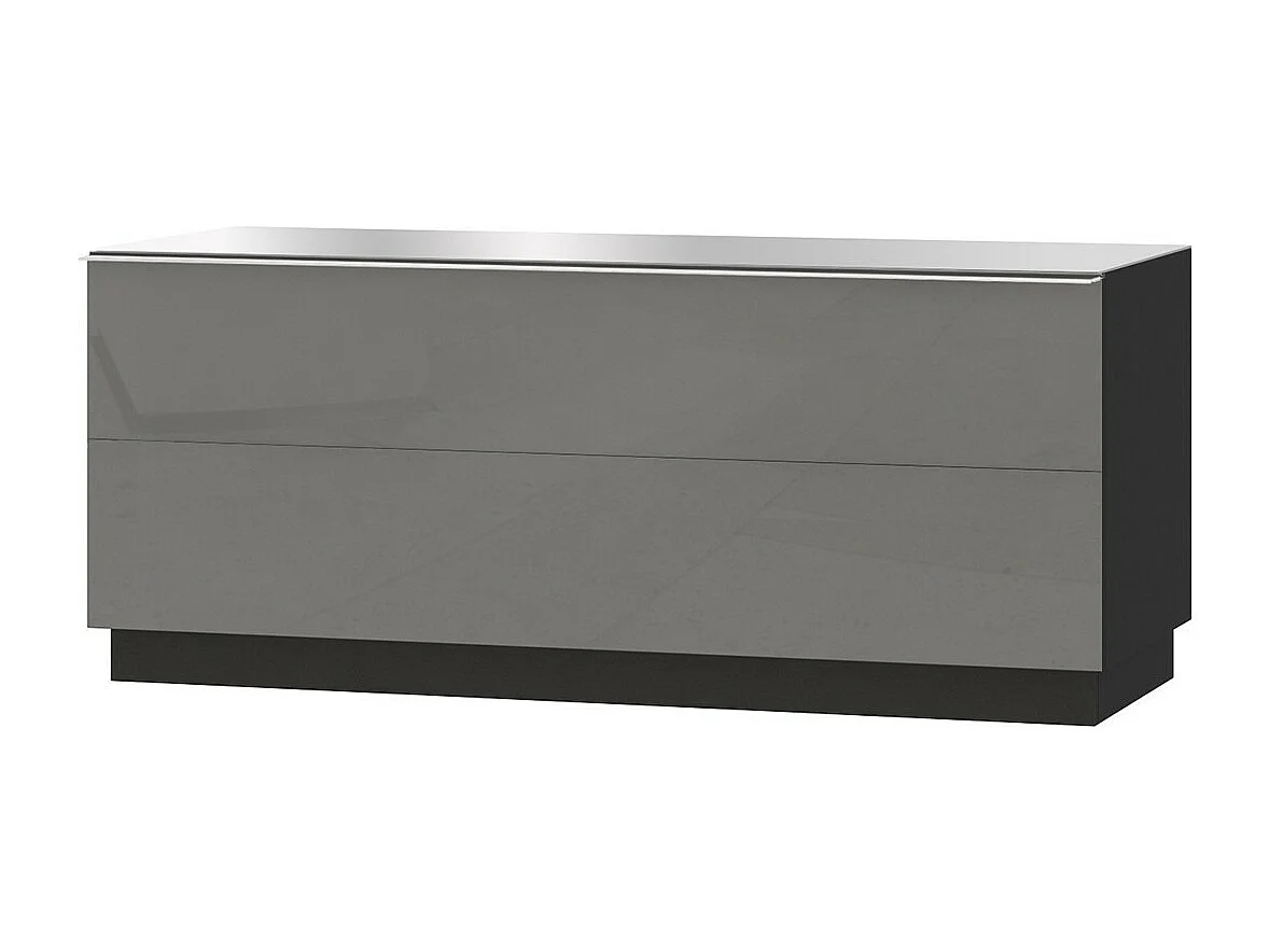 Meuble TV 120cm collection ZANTE avec 1porte. Couleur noir et gris brillant.