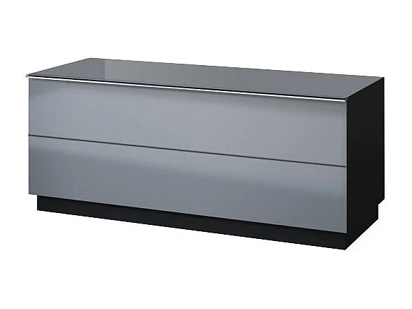 Meuble TV 120cm collection ZANTE avec 1porte. Couleur noir et gris brillant.