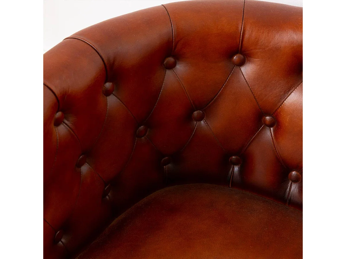 Fauteuil Chesterfield en cuir marron Esteban