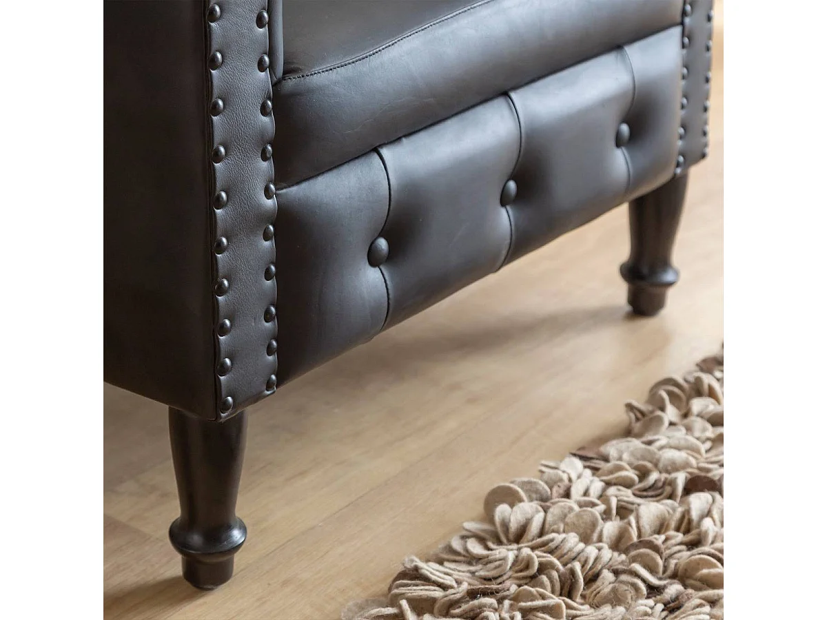 Fauteuil Chesterfield en cuir noir Esteban