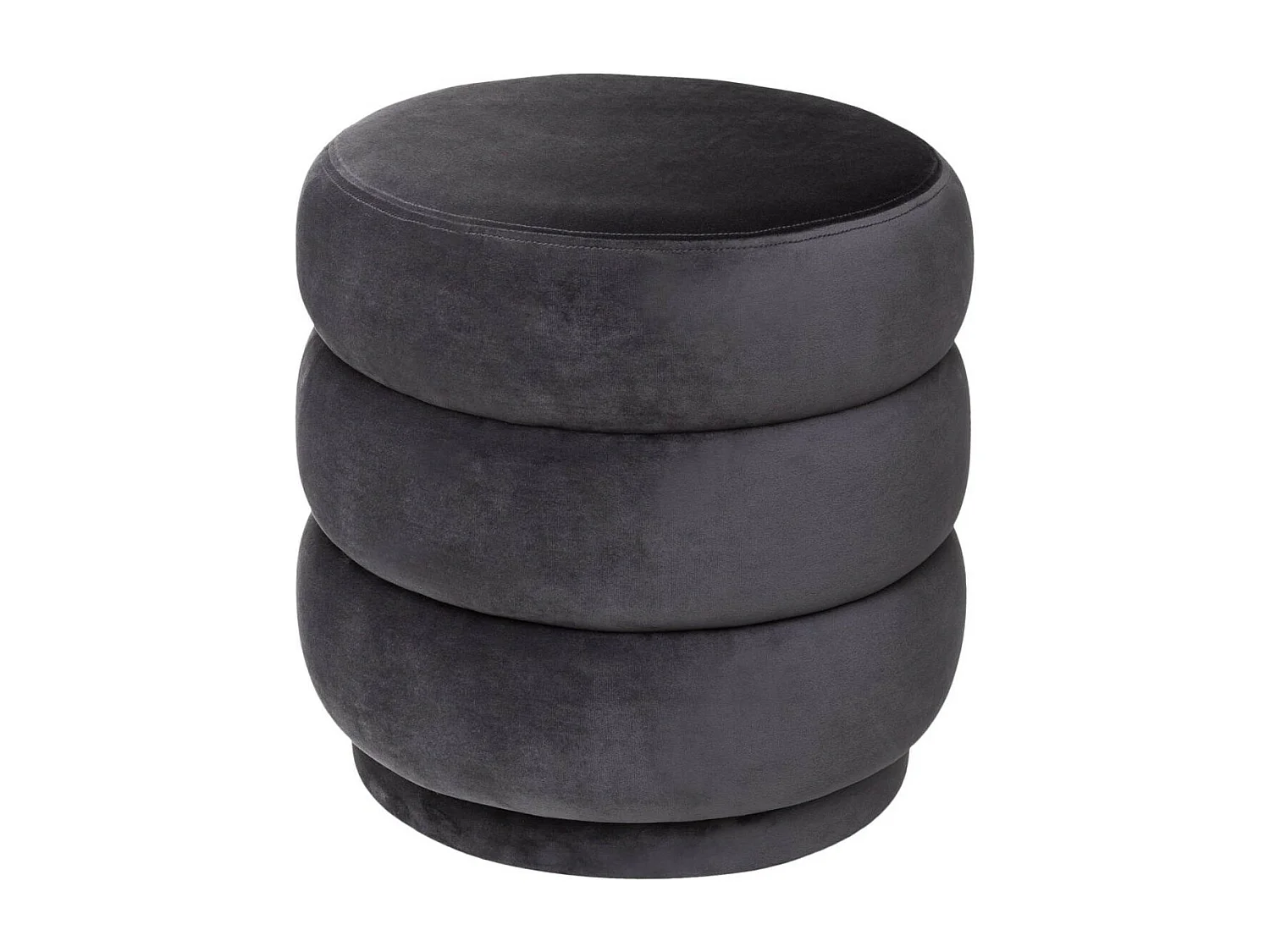 Pouf rotondo in velluto grigio per adulti senza ripostiglio