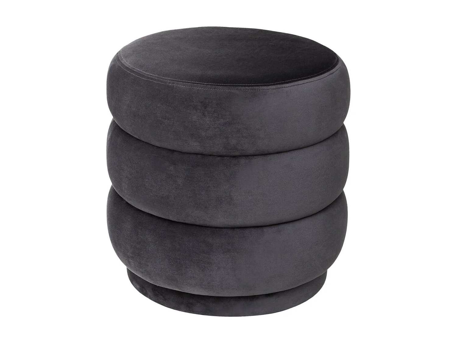 Grijze ronde fluwelen poef voor volwassenen zonder opbergruimte