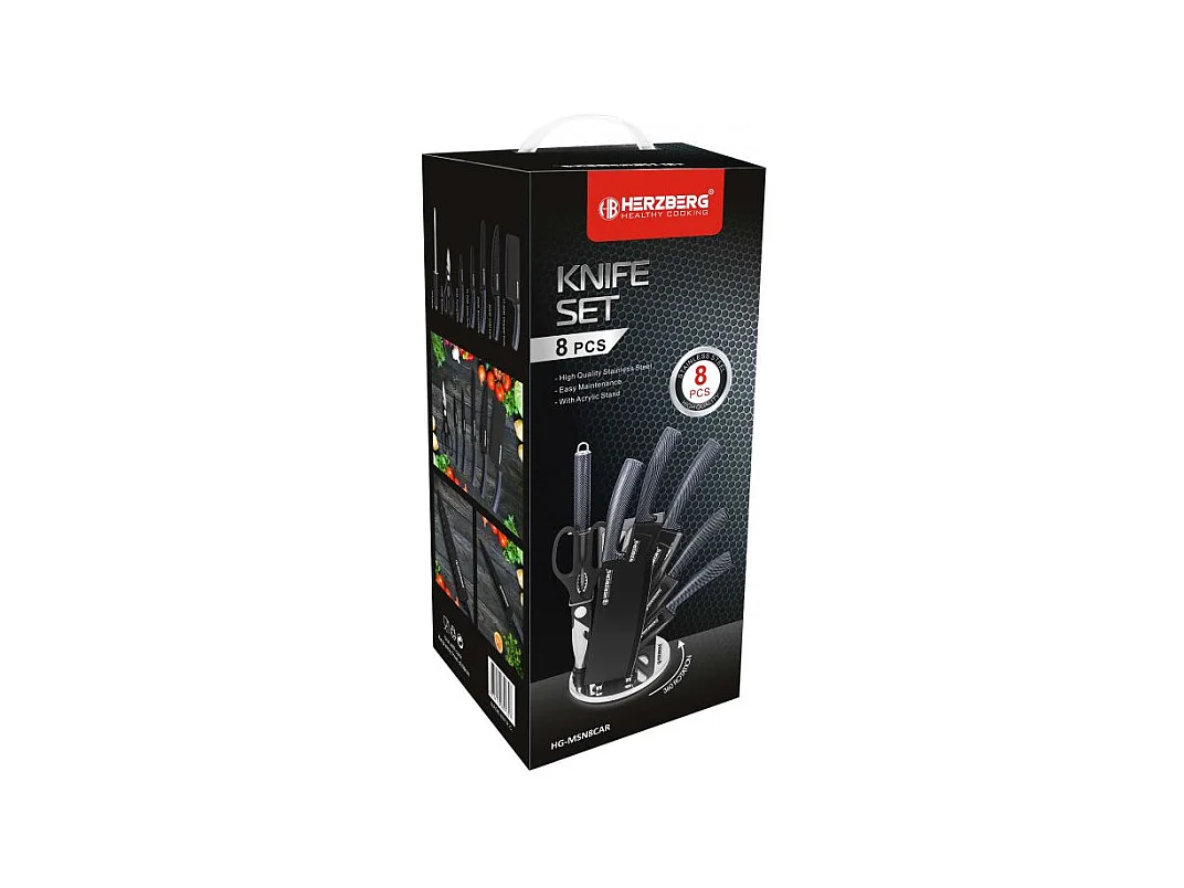 Ensemble de 8 couteaux avec support en acrylique - Carbone