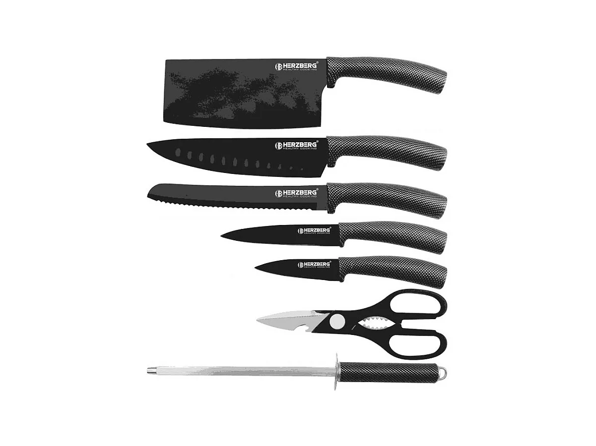 Ensemble de 8 couteaux avec support en acrylique - Carbone