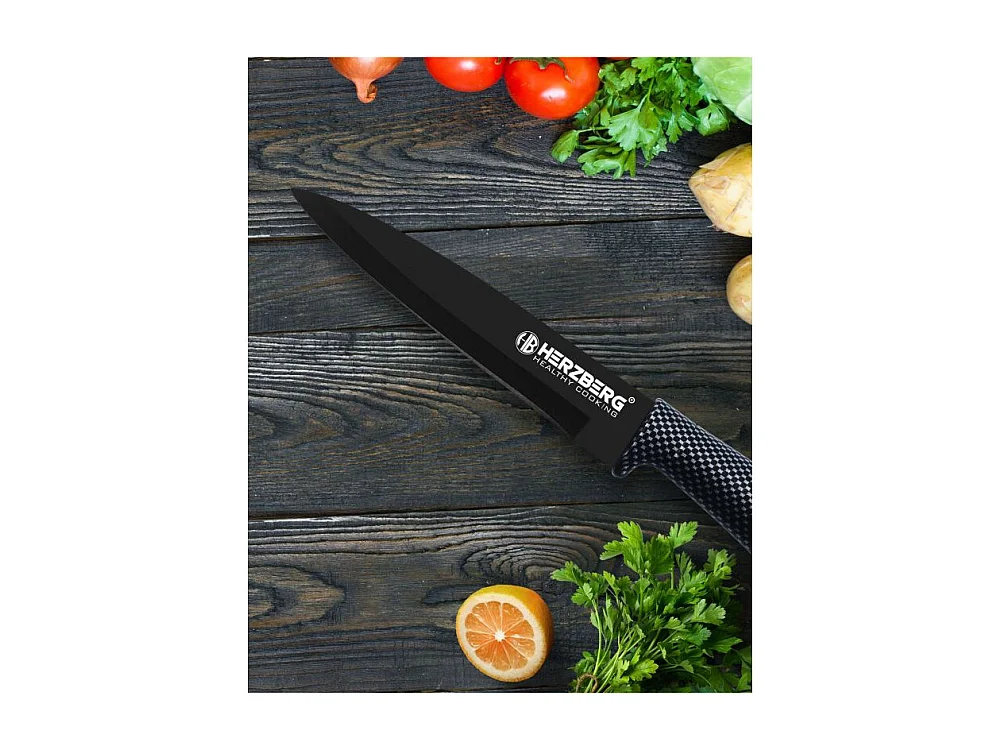 Set aus 8 Edelstahlmessern mit Acrylhalterung - Herzberg HG-MSN8CAR