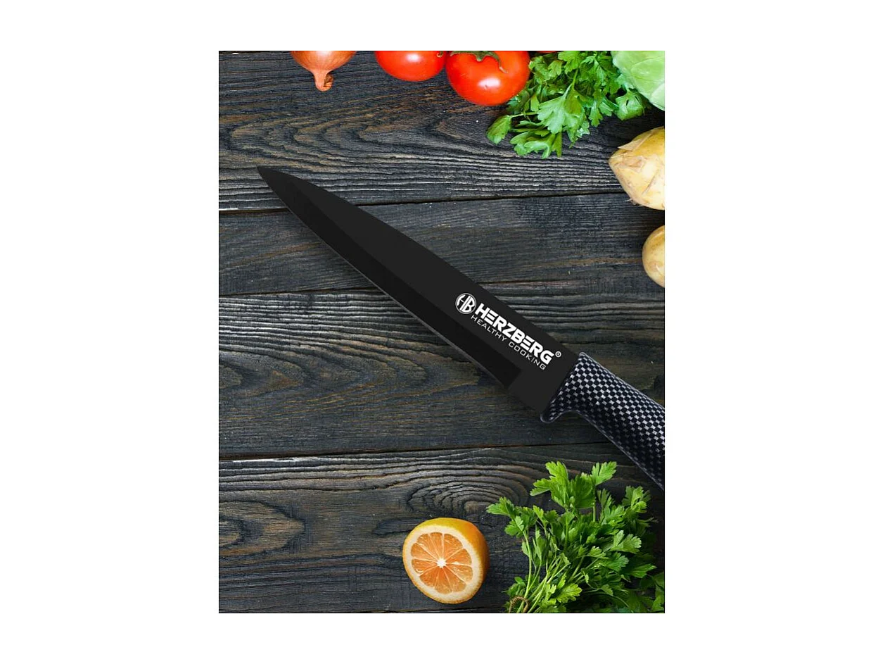 Set aus 8 Edelstahlmessern mit Acrylhalterung - Herzberg HG-MSN8CAR