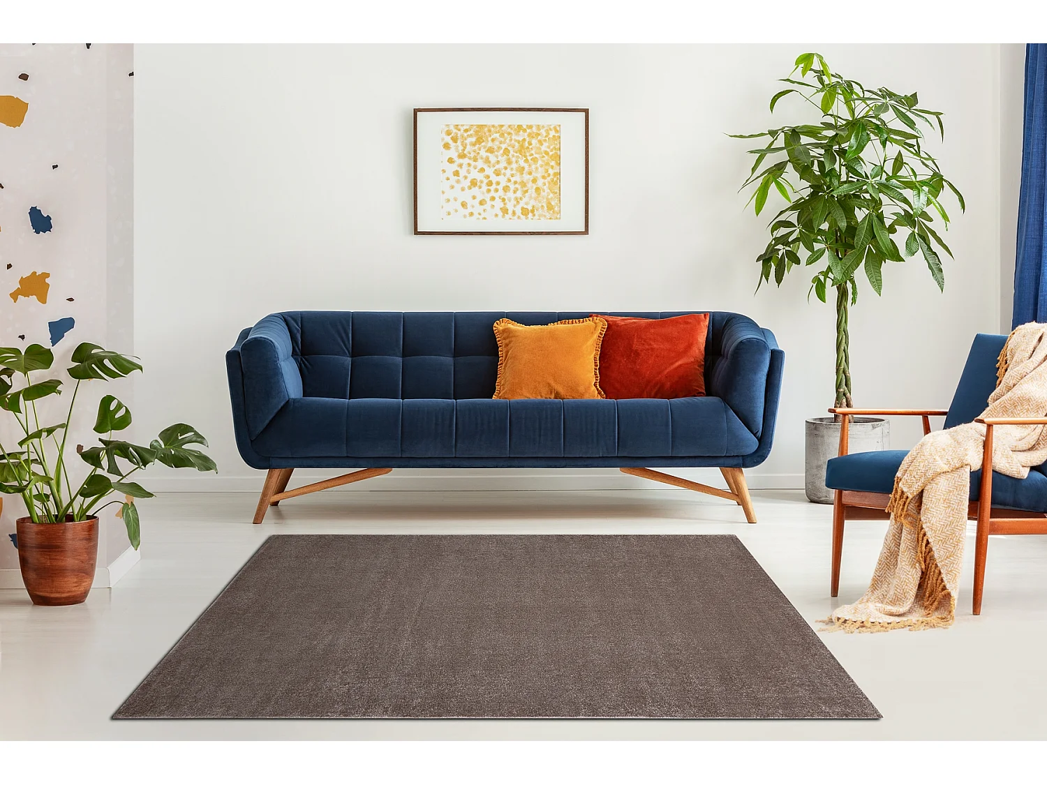 Tapis SOFT 2485 T70 55 plaine couleur unie beige foncé 80x150 cm