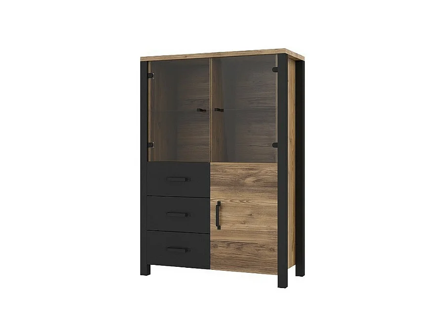 Set van 3 meubels uit de DARWIN-collectie. Kleur sparrenhout en zwart.