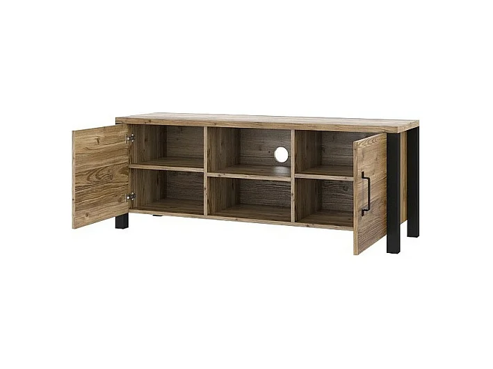 Set van 3 meubels uit de DARWIN-collectie. Kleur sparrenhout en zwart.