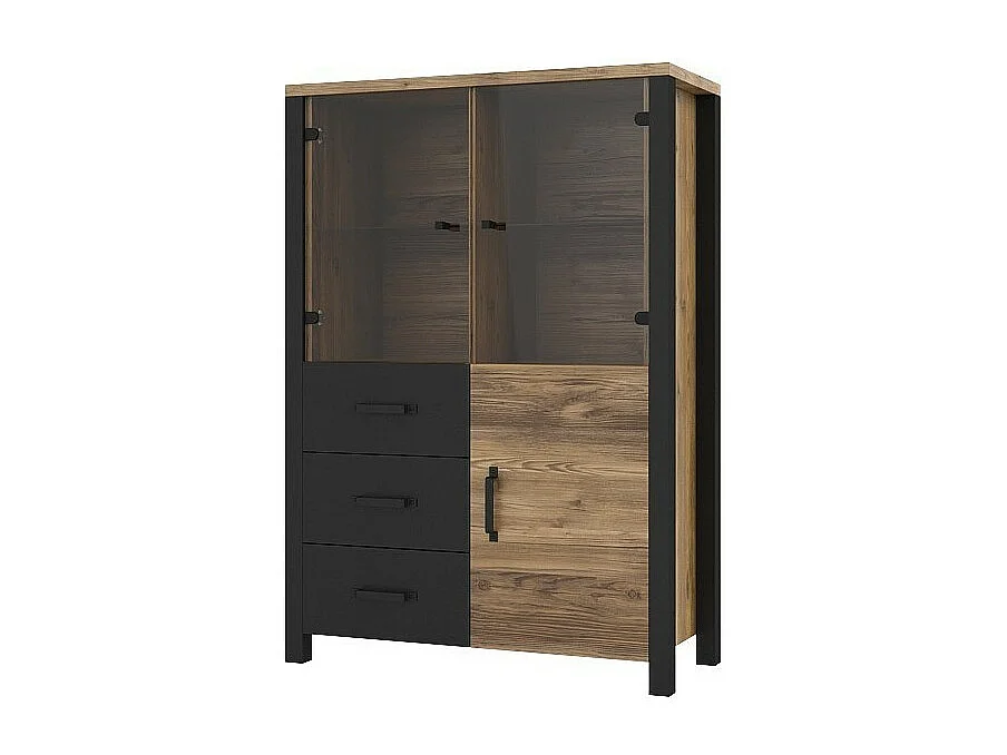 Set van 3 meubels uit de DARWIN-collectie. Kleur sparrenhout en zwart.