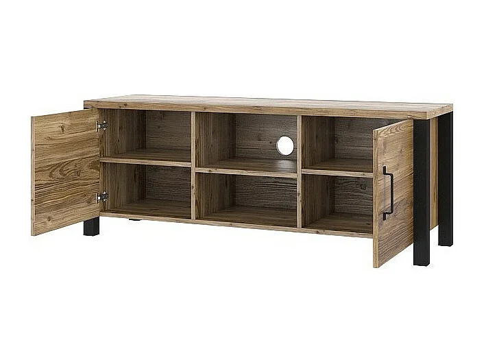 Set van 3 meubels uit de DARWIN-collectie. Kleur sparrenhout en zwart.