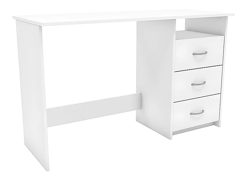 Mesa de escritório Aristote com 3 gavetas e armazenamento em branco