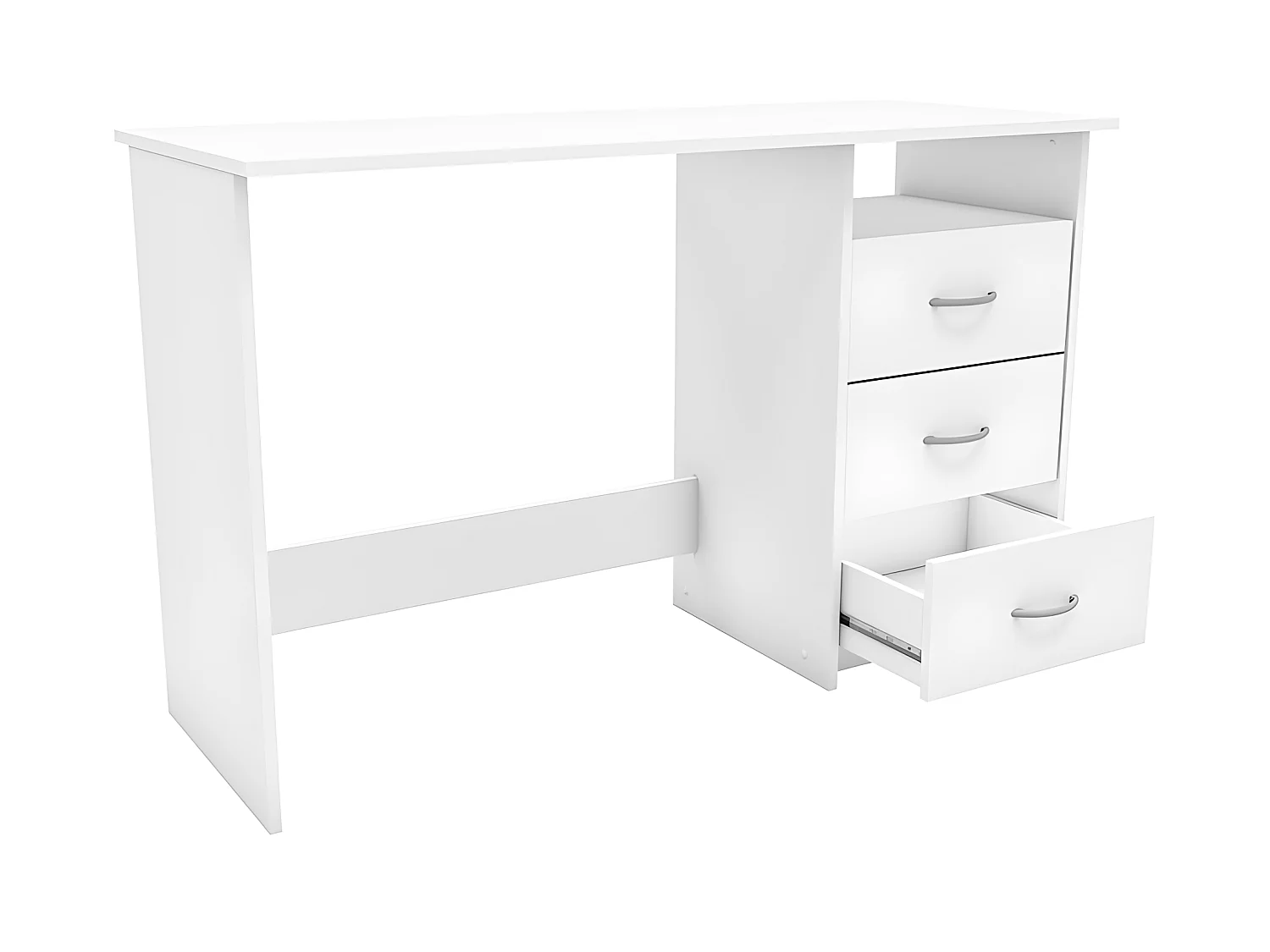 Mesa de escritório Aristote com 3 gavetas e armazenamento em branco