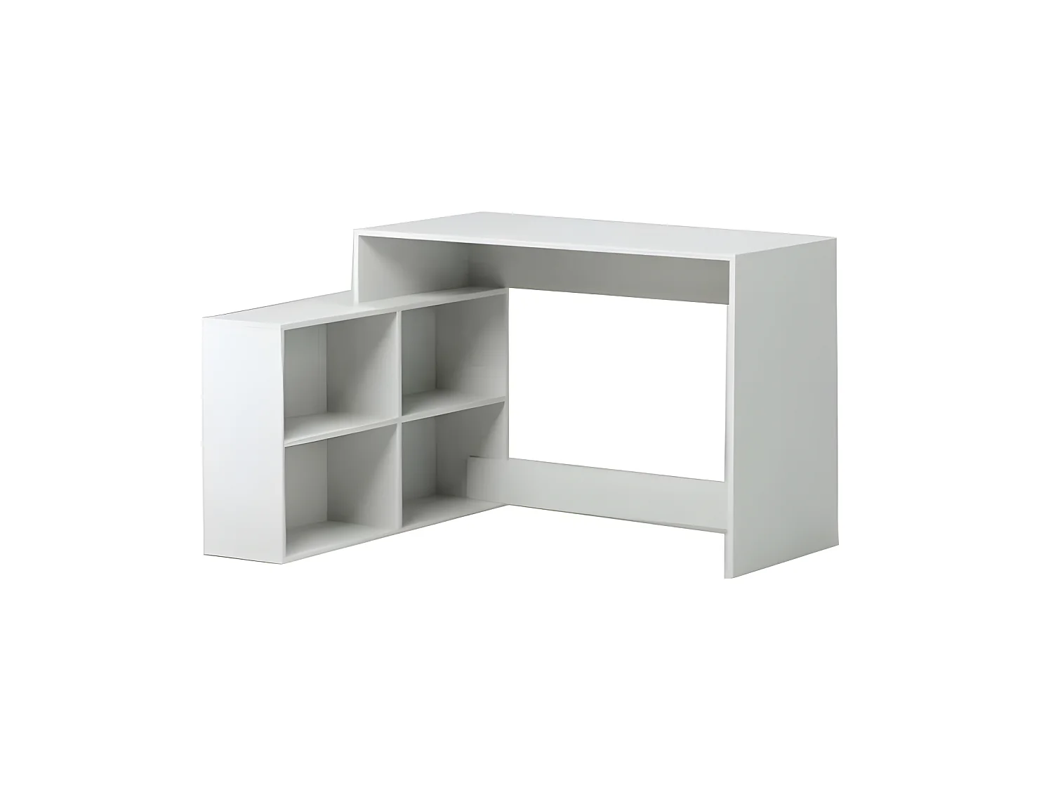 Zeitgemäßer Eckschreibtisch in mattem Weiß NAGANO mit Stauraum - L 111,9 cm