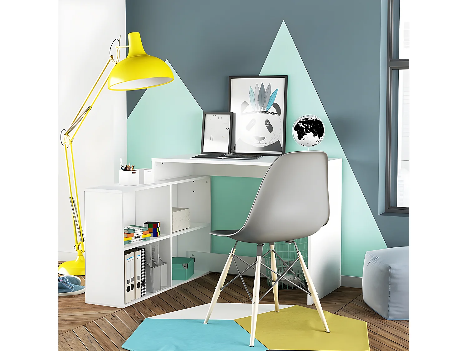 NAGANO Bureau dangle contemporain blanc mat - L 111,9 cm