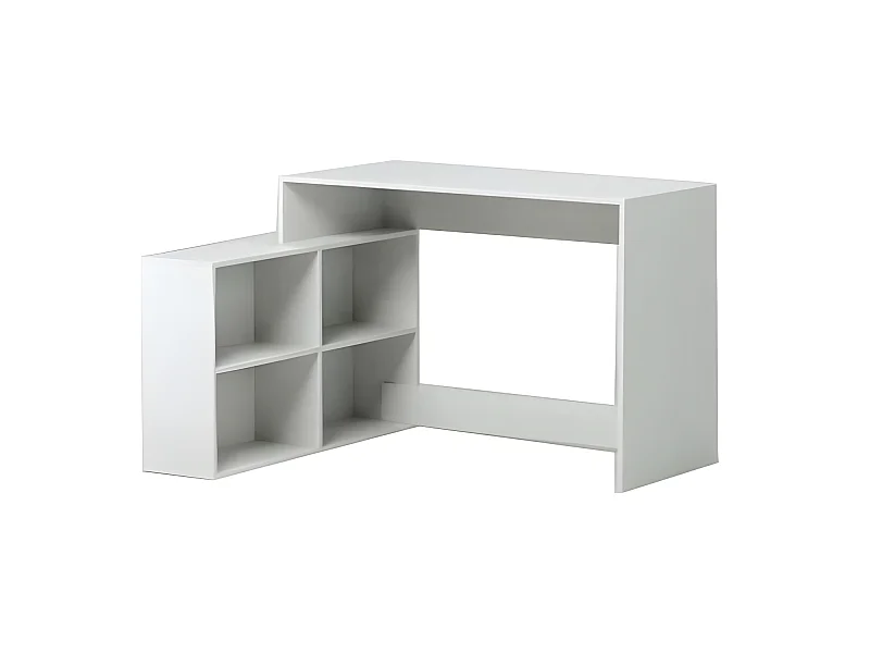 Zeitgemäßer Eckschreibtisch in mattem Weiß NAGANO mit Stauraum - L 111,9 cm