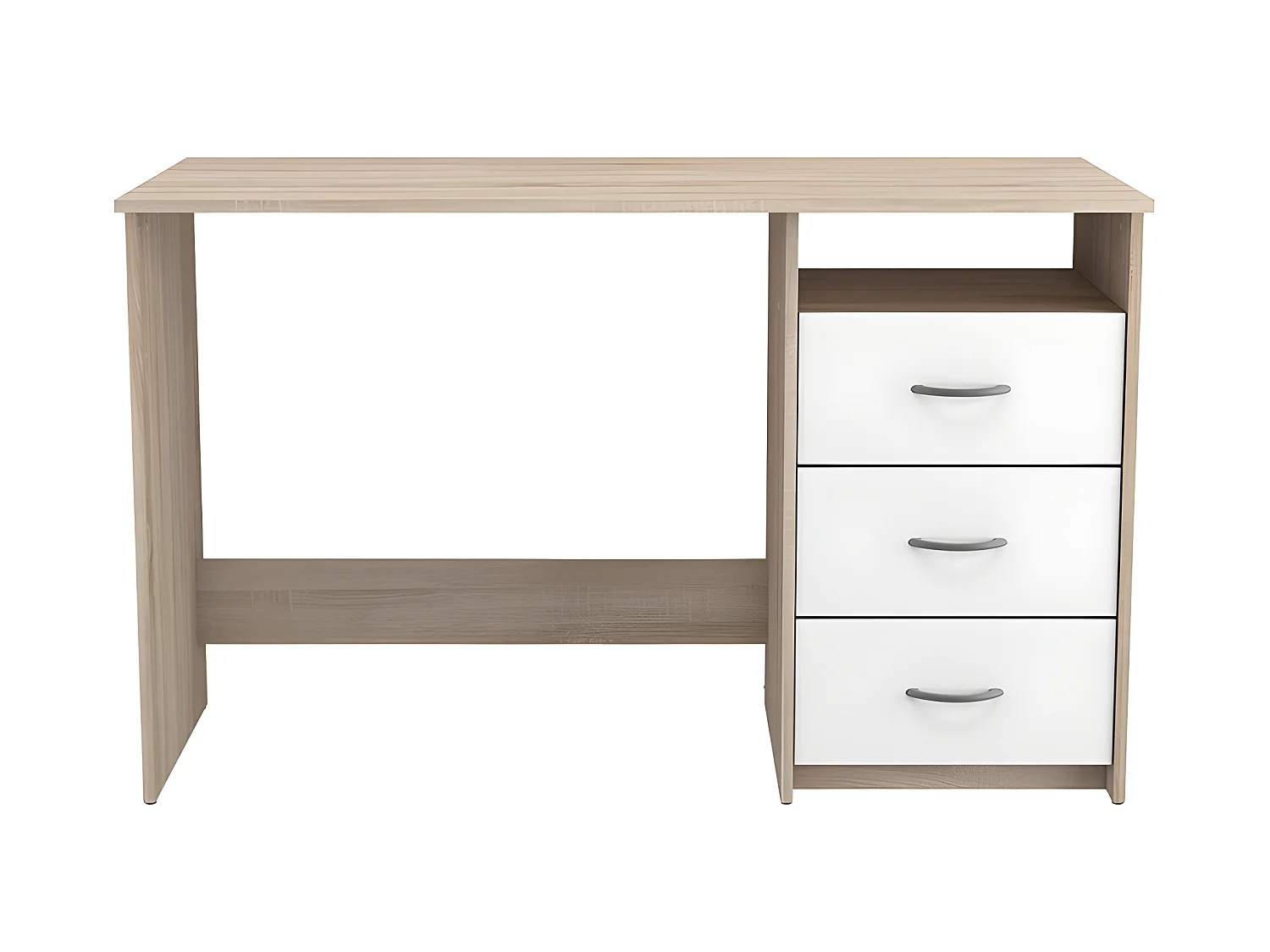Bureau 3 tiroirs Aristote naturel et blanc
