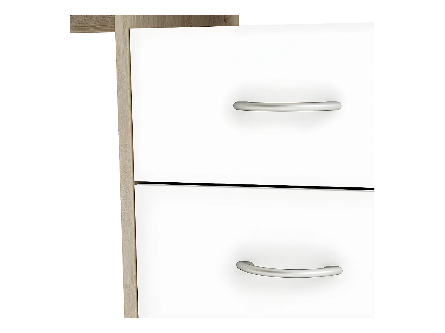 Bureau 3 tiroirs Aristote naturel et blanc