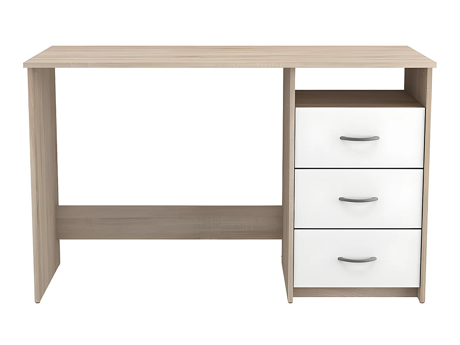 Bureau 3 tiroirs Aristote naturel et blanc